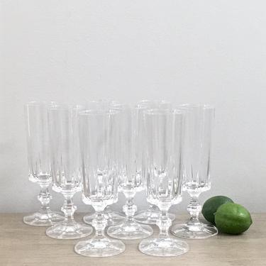 Vintage Crystal Champagne Flutes Toasting Glasses Set of 8 Eight 