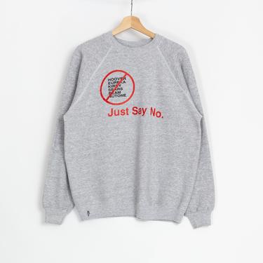 80s 90s &amp;quot;Just Say No&amp;quot; Electrolux Vacuum Advert Sweatshirt - Men's Medium Short, Women's Large | Vintage Heather Grey Raglan Sleeve Pullover 