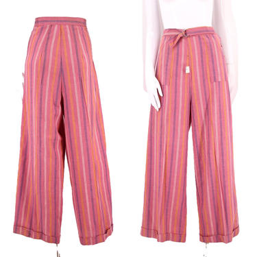 40s womens vintage pants 32&quot; / vintage 1940s pink pinstripe pin up trousers rare large 12 30s 