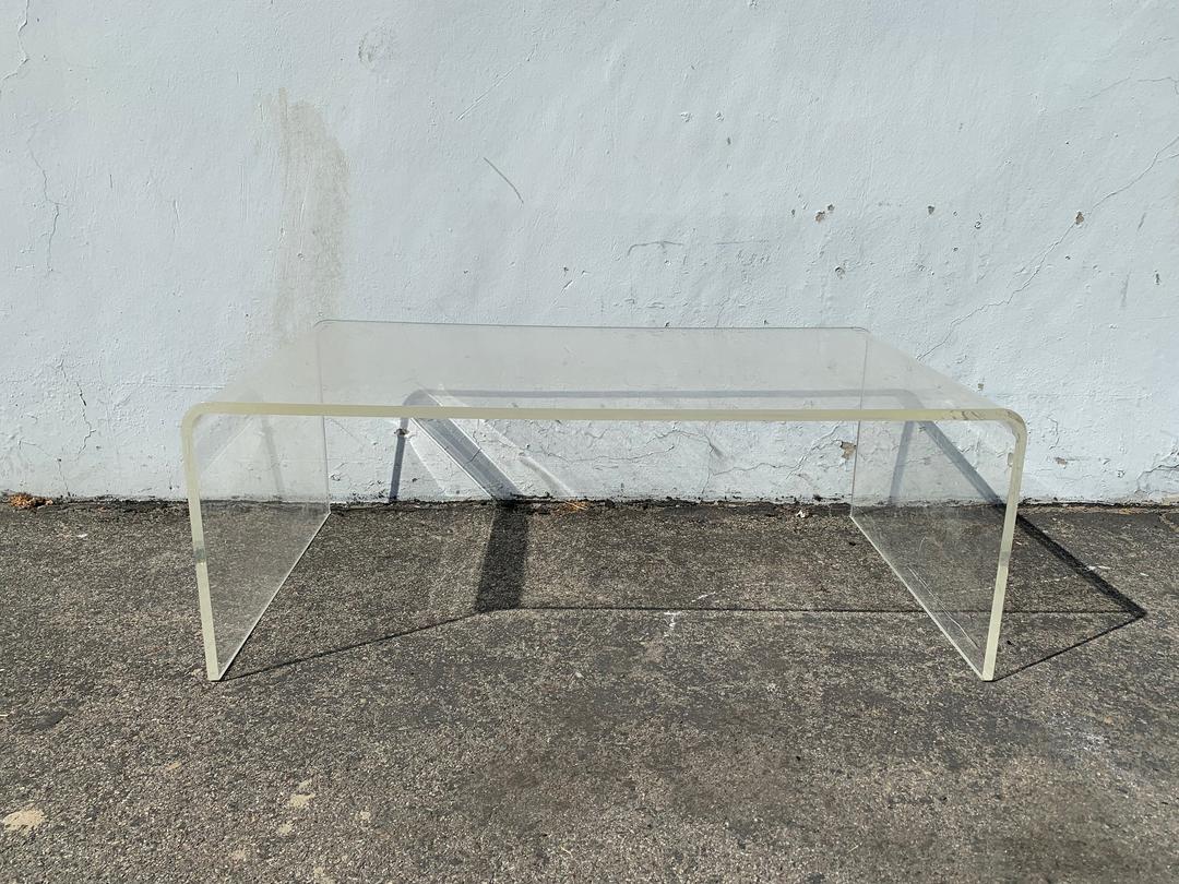 Lucite Coffee Table Waterfall Mid Century Modern Accent Side End Deja