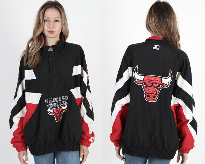 VINTAGE 90s STARTER CHICAGO BULLS NBA HALF ZIP JACKET SZ: S – Stay