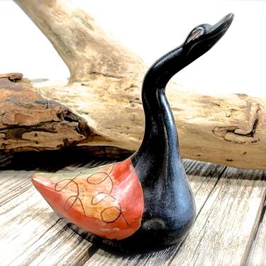 VINTAGE: Authentic Chulucanas, PERU Handmade Clay Swan Pottery - Signed Pottery - Native Peru Artisan Gabino M - SKU 32-B-00033310 