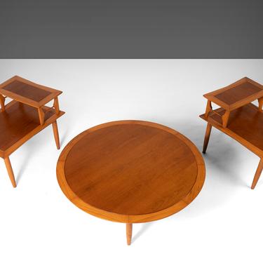 Round Coffee Table and Pair of 2-Tier End Tables Attributed to Lubberts & Mulder for Tomlinson, c. 1960s 