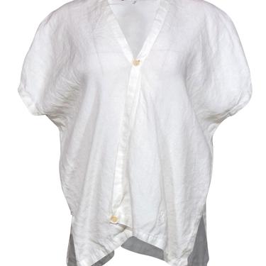Shirin Guild - White Linen Draped Asymmetric Blouse Sz S