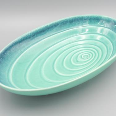 Royal Haeger Turquoise Serving Bowl | Vintage Mid Century Modern Ceramic Centerpiece Bowl R1467 