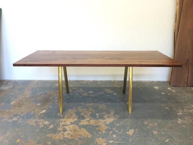 Dining Table Seats 8 10 Black Walnut With Solid Brass Base By