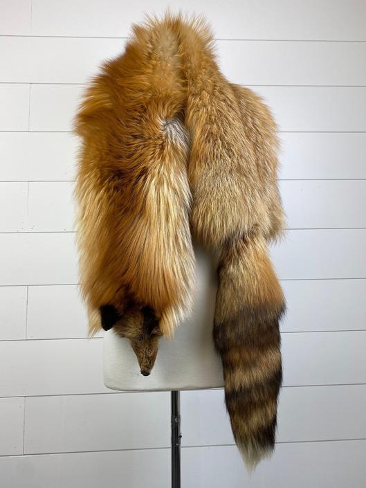 Fur stole best sale with head