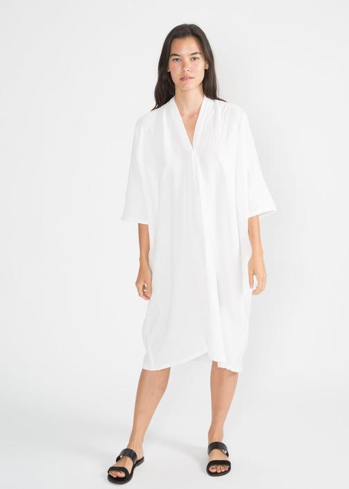 Muse Nursing Dress Organic Cotton Bubble Gauze in White Miranda