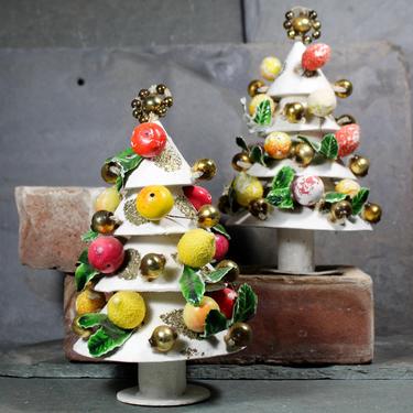 Christmas Fruit Tree Decorations - Set of 2 - 1950s Made in Japan - Classic Paper Mache Christmas Decorations | FREE SHIPPING 