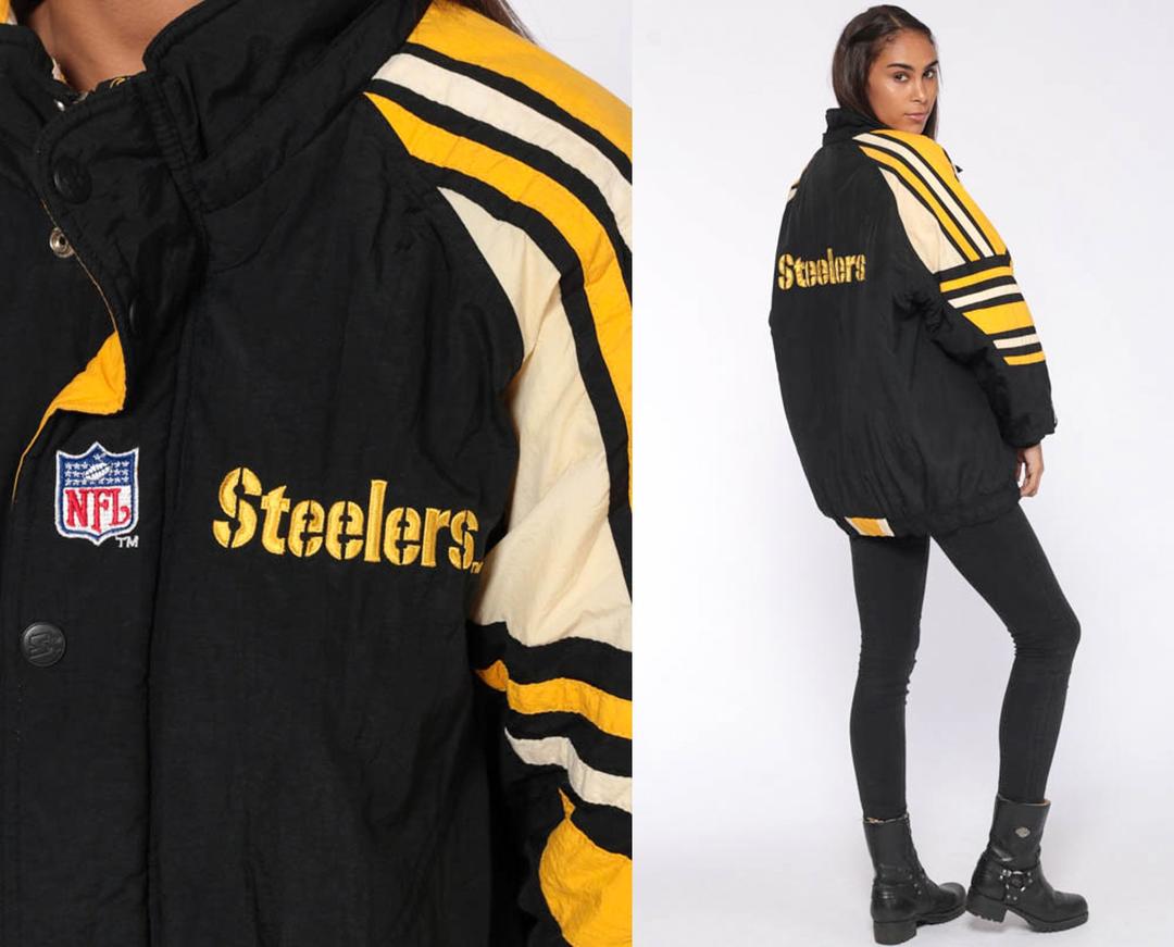 Vintage 90s NFL Pittsburgh Steelers Logo 7 Jacket Spellout