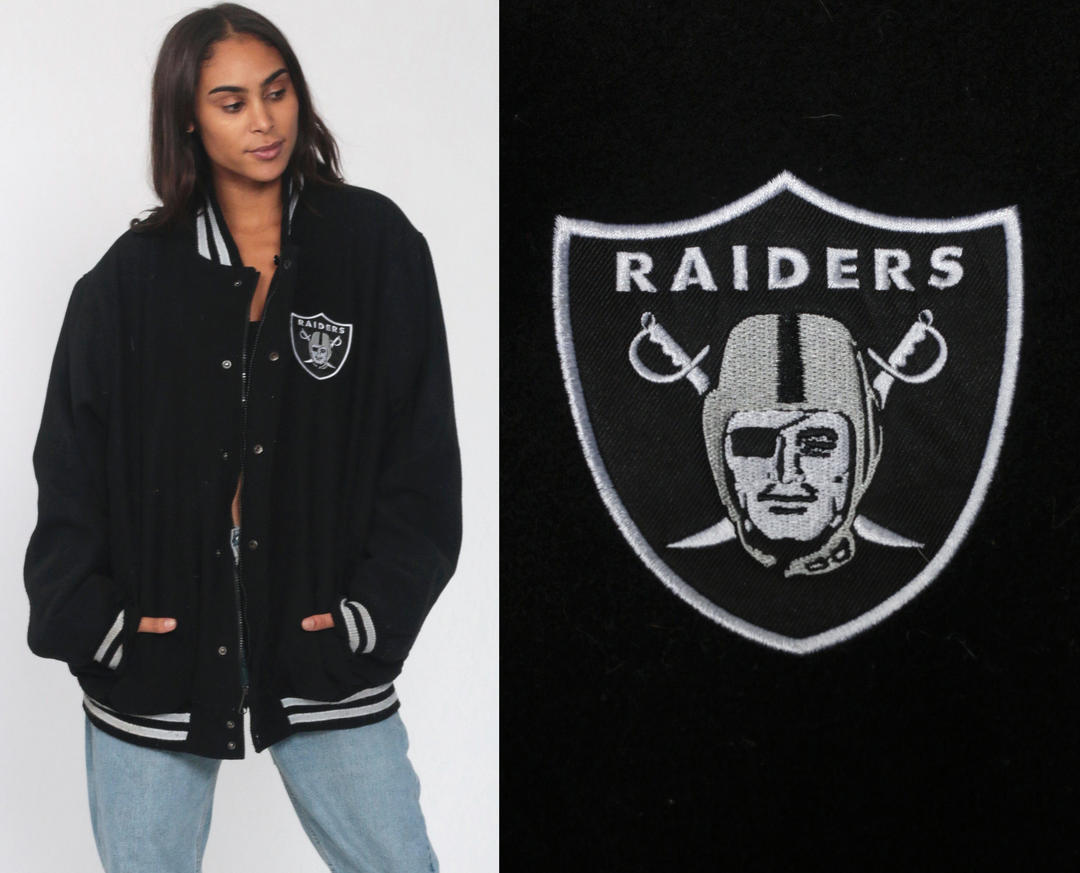 VTG 90s Chalk Line Oakland Raiders NFL Letterman Varsity Jacket