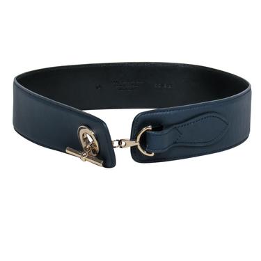 Reiss - Navy Leather Loop Clasp Belt