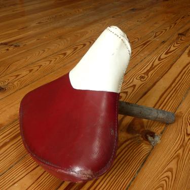 Vintage Two Tone Mesinger Springer Bicycle Seat Saddle - Maroon White - 1940s Elgin Tank Bike - Cruiser Bike - Antique Bicycle - Made in USA 