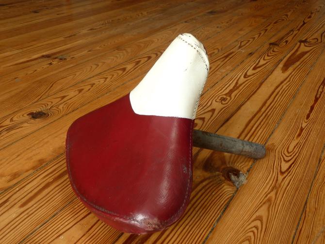 Vintage Two Tone Mesinger Springer Bicycle Seat Saddle Maroon White
