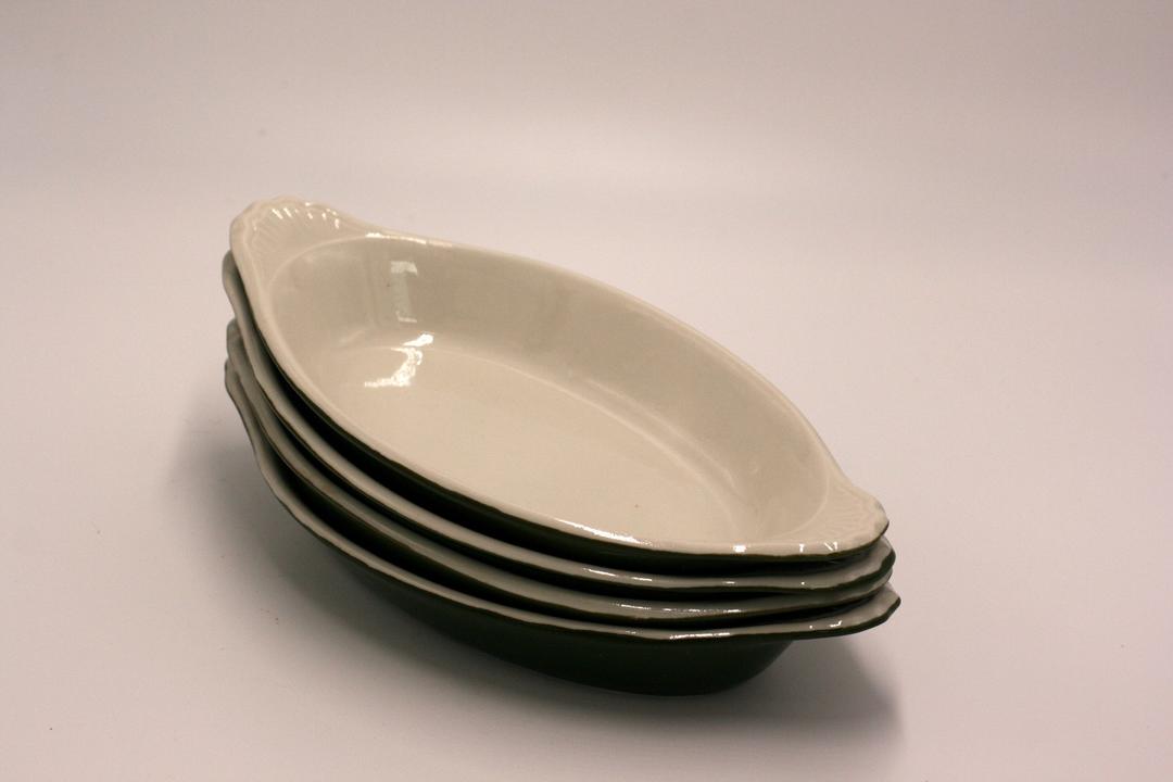 vintage Hall Au Gratin dishes/set of four/528/green and Susan