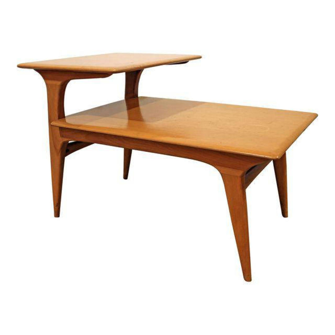 MidCentury End Table Danish Modern Heywood Wakefield Champagne 2Tier Side Annex Marketplace