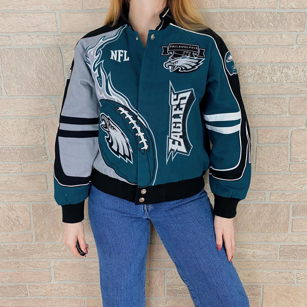 NASCAR Style Philadelphia Eagles NFL Denim Racing Bomber Jacket