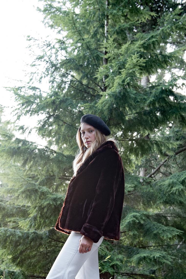 1950's Fur Coat, Di Celesta Brown Mouton Coat, Lamb Fur