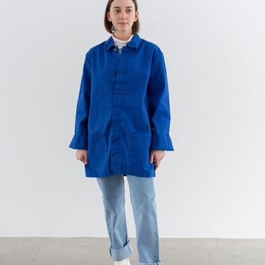 Vintage Bright Blue Chore Jacket | Unisex Cotton Utility Work Coat | Made in Italy | M | IT194 