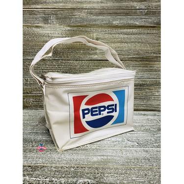 Vintage Pepsi Cooler, Retro Cooler Bag, White Vinyl Lunch Bag, Pepsi Cola Soda Cooler, Beer Cooler, Vinyl Pepsi Bag, Vintage Cooler 