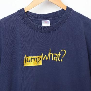 vintage BLUE y2k late 90s &amp;quot;Jump What?&amp;quot; vintage t-shirt slouchy two tone t-shirt -- size xl 