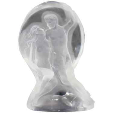 Contemporary Modern Lucite Table Sculpture Nude Couple Signed Frederick Hart 90s 