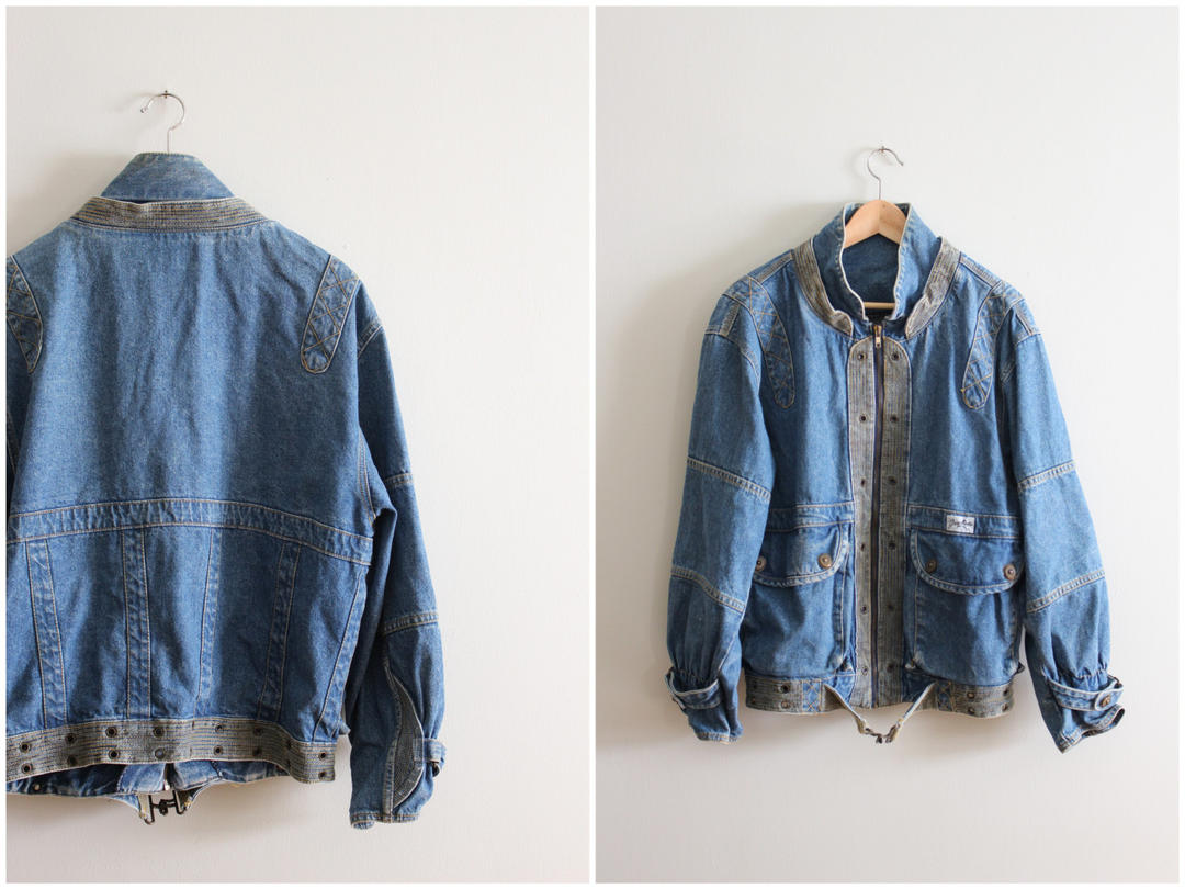 vintage 80s Gasoline denim bomber jacket / 80s jean jacket - | Age of ...