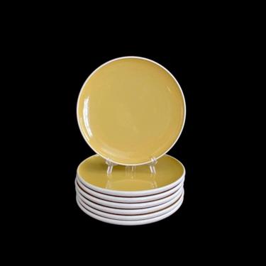 Vintage Mid Century Modern Russel Wright Harkerware 9.75&amp;quot; Dinner Plate Yellow Speckled Glaze  1960s 