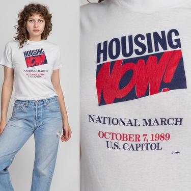 1989 Housing Now! Protest T Shirt - Extra Small | Vintage Unisex March On Washington Graphic Tee 