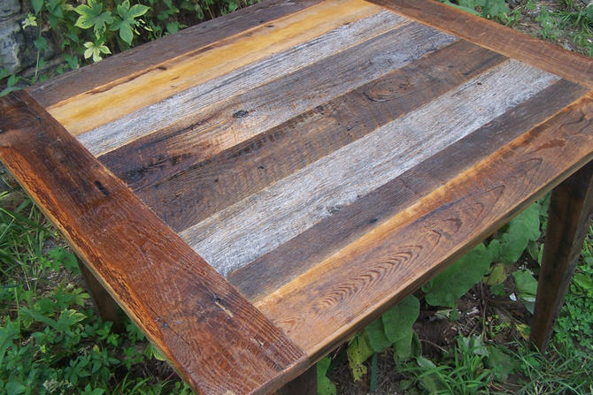 Weathered Gray Barn Wood Kitchen Table by ...