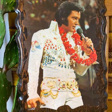 Large Vintage 1970s Decoupage Elvis 