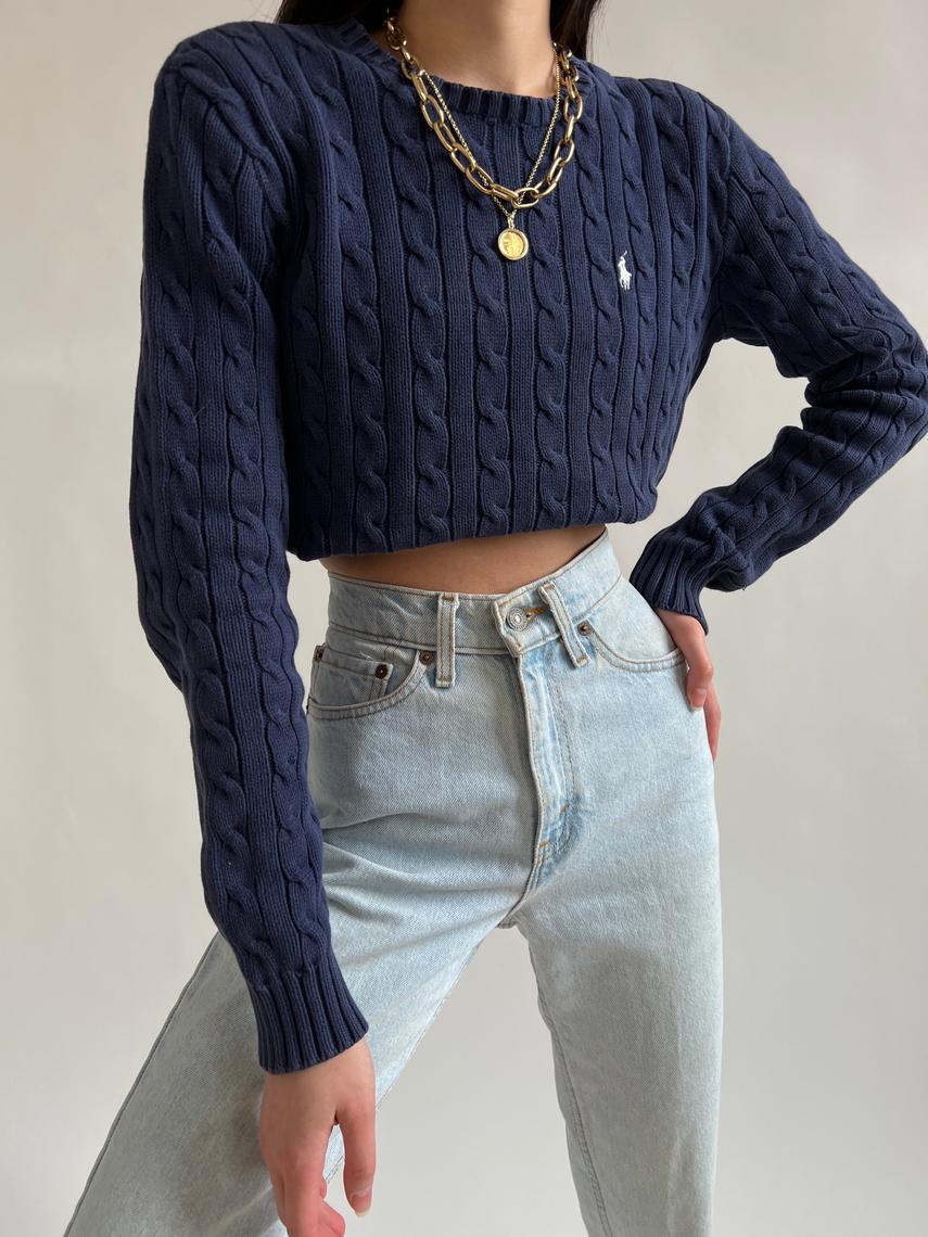 Polo ralph lauren crop best sale top sweater