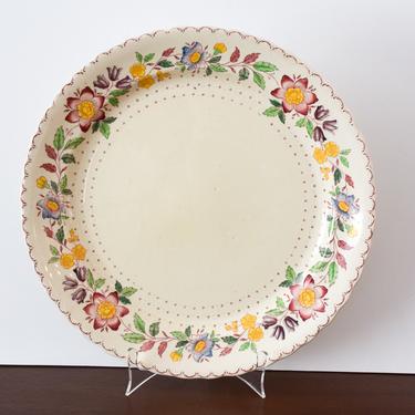Vintage Floral Rimmed Mason Ironstone Round Platter. Early 20th Century English Ironstone Serving Plate. 
