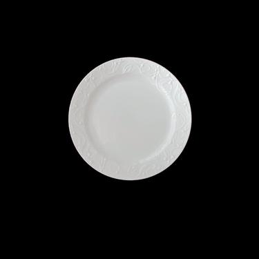 Vintage DANSK Floating Leaves Pattern 13&amp;quot; White Porcelain Platter Chop Plate Charger with Raised Leaves Design 