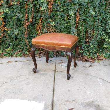 Early 1900&#x27;s Tobacco Leather Lounge Studded Stool