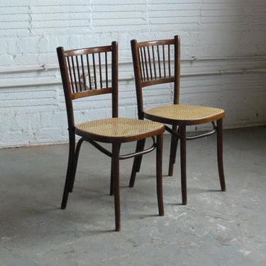 Vintage Thonet Attributed Bentwood Side Chairs In Manner of Josef Hoffmann (Set of 2) 