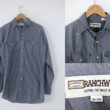 1980s Vintage Grey Western Pearl Snap Shirt by Corral West Ranchwear - Size M by HighEnergyVintage