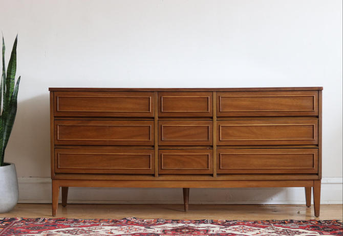 Mid Century Modern Walnut Dixie Triple Dresser By Sharkgravy From