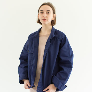 Vintage Navy Blue Work Jacket | Raglan Sleeve Two Pocket Cotton