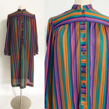 Vintage 1970s Kay Windsor Stripe Shirt Dress 