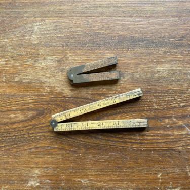 Pair of Antique Wood Folding Rulers Stanley No. 27 & No. 32 