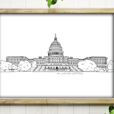 Art Print // U.S. Capitol Building // 5x7 + 8x10 Ink Drawing // Washington, DC 