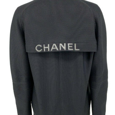 Vintage CHANEL CC Logo Black Leather BOMBER Aviator Quilted
