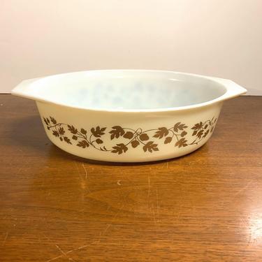 Casserole, Pyrex, Golden Acorn, Oval Divided Dish, Vintage