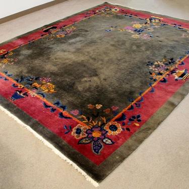 Art Deco Nouveau Nichols Area Rug Carpet Red Gray Floral Rectangular 