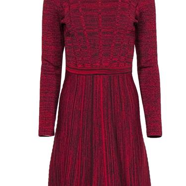 Carlisle - Black &amp; Red Marbled Knit A-Line Dress Sz XS