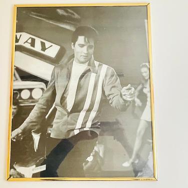 Vintage 1980s Retro Elvis Presley Black & White Wall Art Print Poster Framed Go Go Dancer 