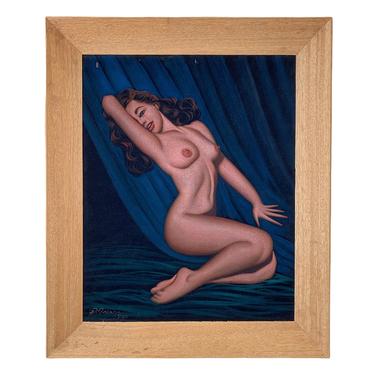 Vintage Rita Hayworth Nude Velvet Painting Dated 1967 