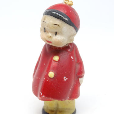 Antique HENRY German Bisque Nodder,  Vintage 1930's Comic Character, Hand Painted Porcelain Doll Toy 
