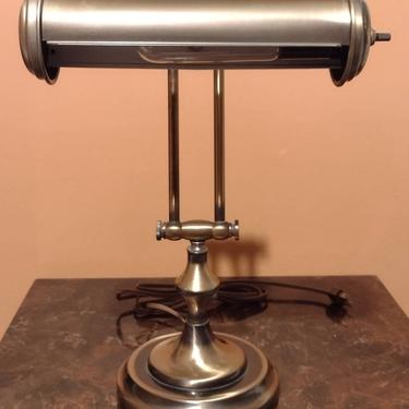 Vintage Underwriter Laboratories Brushed Brass Swivel Bankers Lamp Retro Lighting Home Decor 14&amp;quot; 